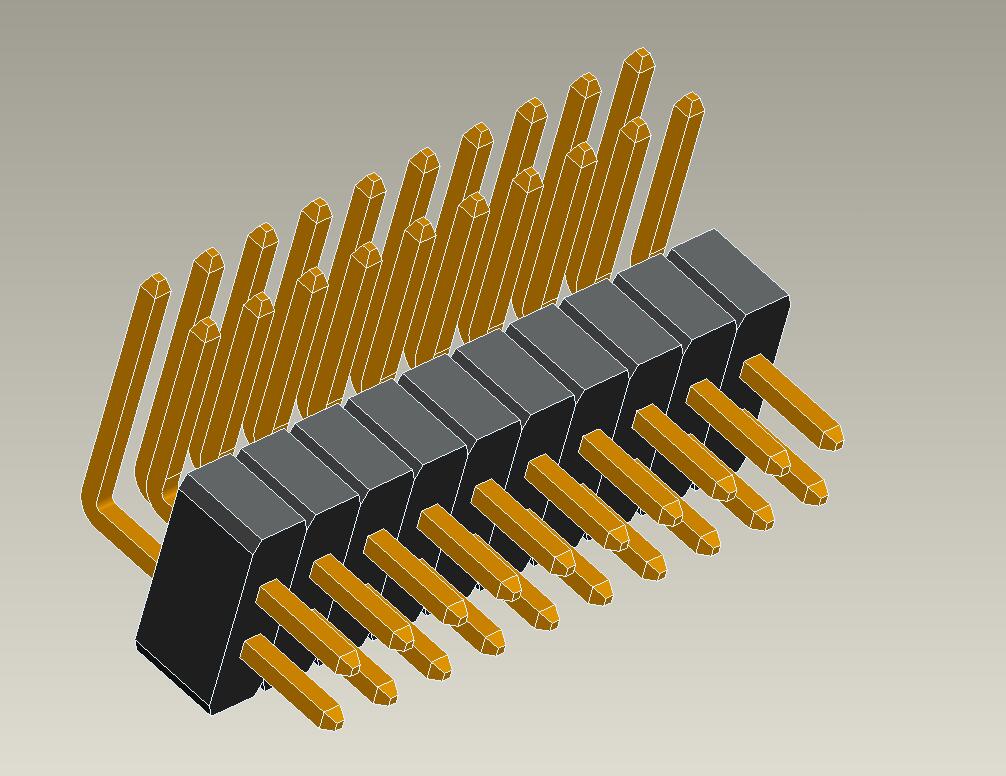 1.0mm pin header dual row right angle type